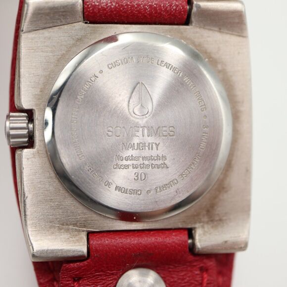 Nixon Sometimes Naughty Watch Women 30mm Red Dial Leather Band with New Battery - Picture 15 of 15